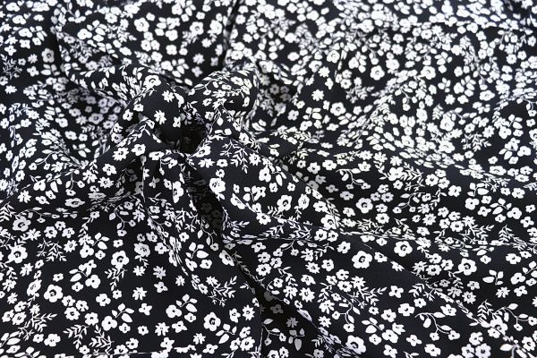 Штапель принт/цветы белые на черном 1382-PY/D#1/C#6