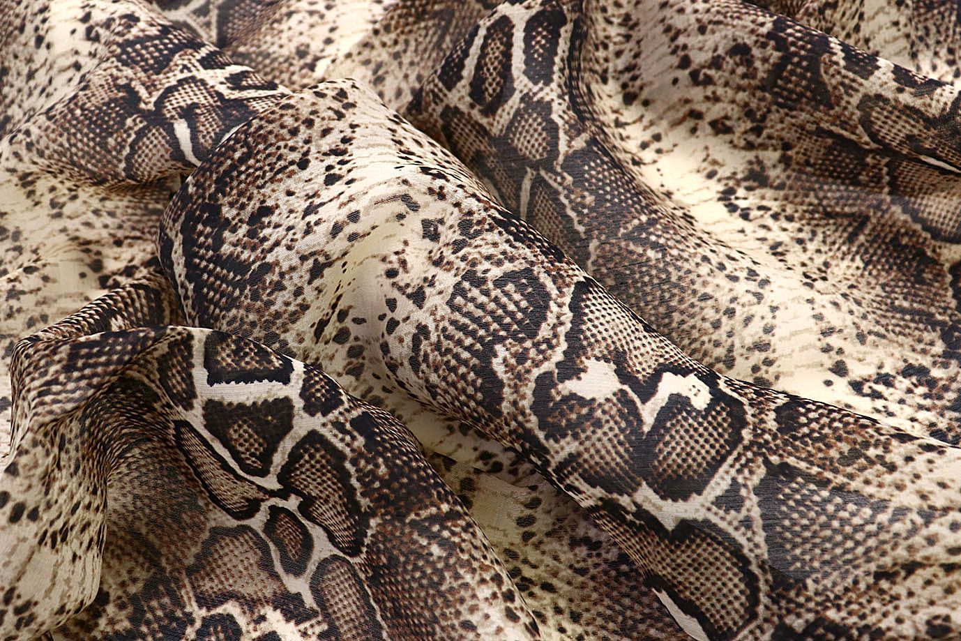 Органза принт/змея коричнево-бежевая 3890-PY/D#2/C#1