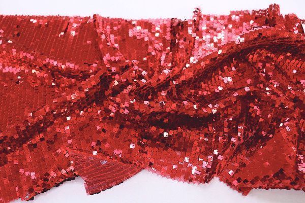 Сетка с квадратными пайетками/красный 2036/D#1/C#5