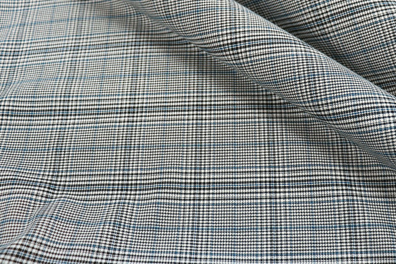 Костюмная ткань принт/клетка синяя на молочном 3232-PY/D#2 (DM1843)
