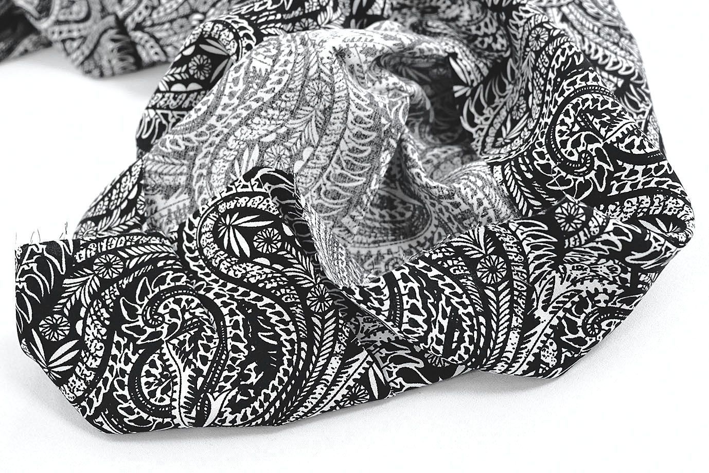 Штапель принт/узор белый на черном 1374-PY/D#26/C#10