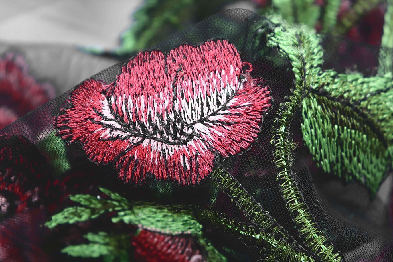 Сетка с вышивкой/черный 16444/D#2/C#1