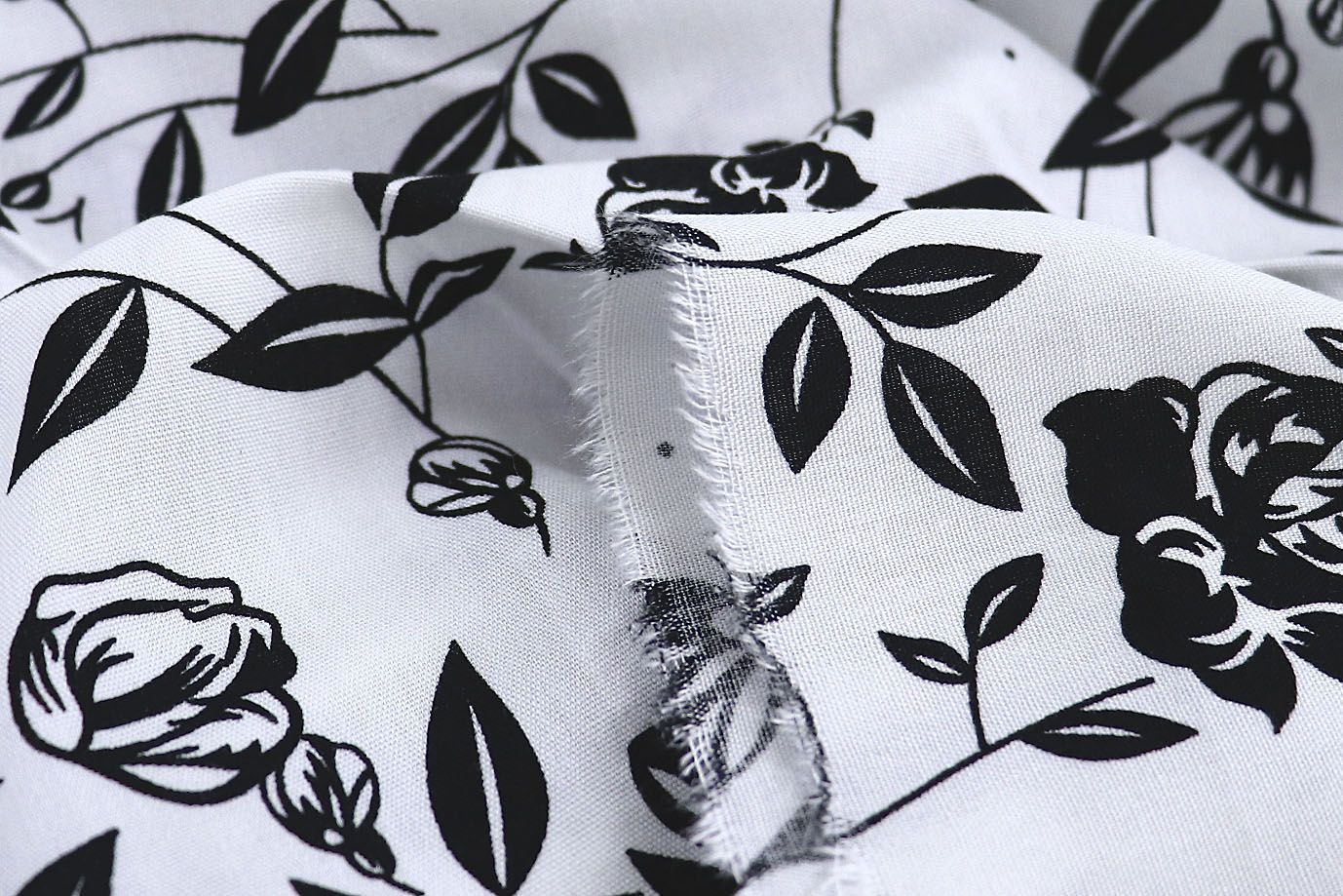 Штапель принт/цветы черные на белом 1382-PY/D#5/C#7