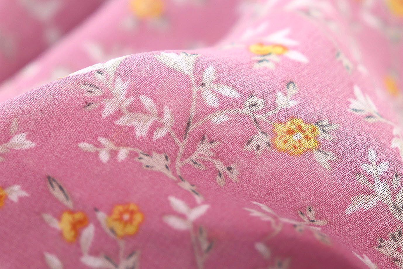 Шифон принт/цветы желто-красные на розовом 3707-PY/D#2/C#3