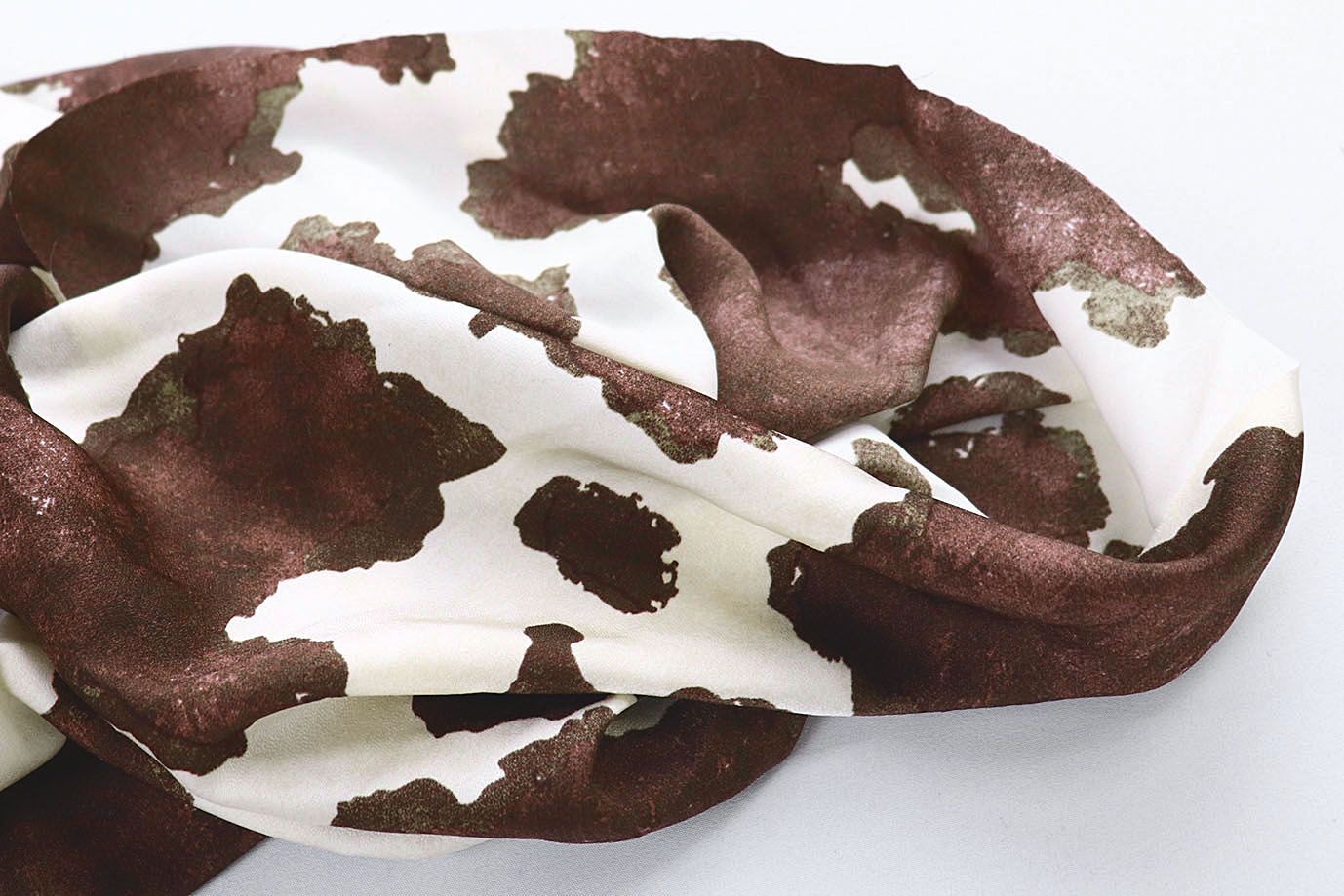 Сатин "Мадонна" стрейч принт/пятна коричневые на белом 4034-PY/D#1/C#2