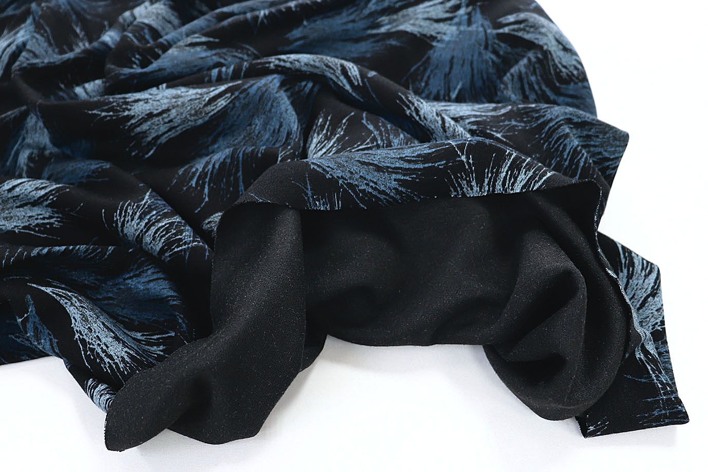 Трикотаж "Модал" принт/сине-голубой на черном 3599-PY/D#3/C#1