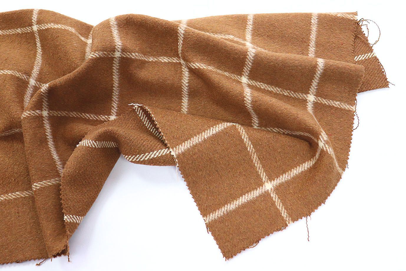 Пальтовая ткань принт/клетка белая на коричневом AP211001088/D#908-2104/C#3