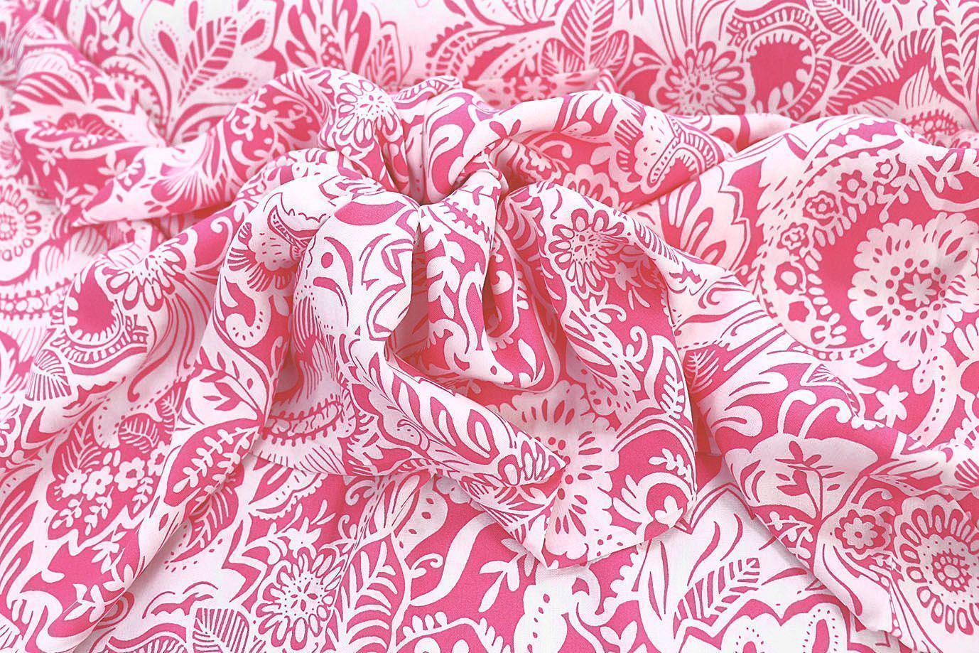 Штапель принт/узор белый на розовом 1374-PY/D#39/C#3
