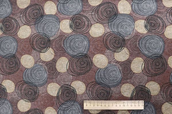 Трикотаж "Модал" принт/серо-бежевый на фиолетовом 1419-PY/D#7/C#1