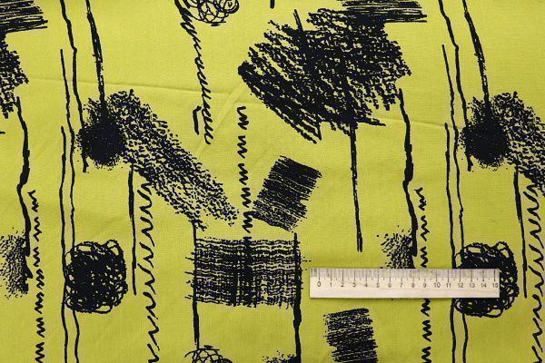 Штапель принт/черный на салатном 1437-PY/D#2/C#1