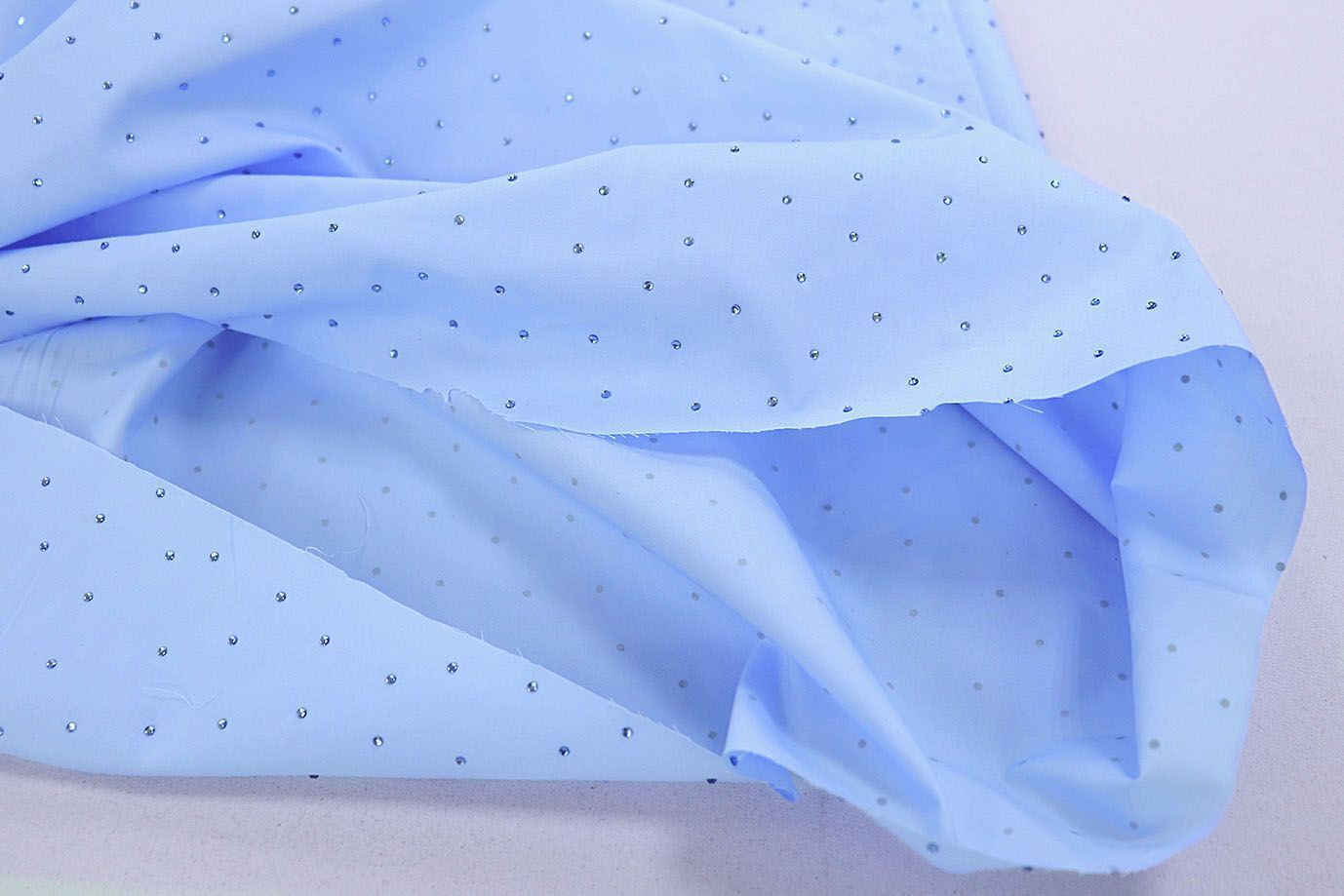 Хлопок нейлон со стразами/голубой 3832-PY/C#2 Sky