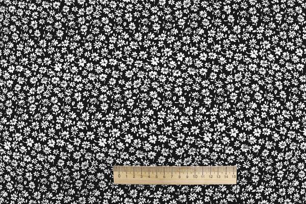 Штапель принт/цветы белые на черном 1374-PY/D#37/C#1