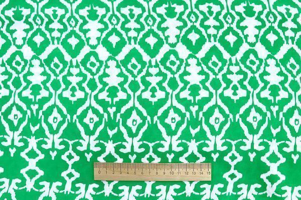 Штапель принт/узор белый на зеленом 1374-PY/D#52/C#2