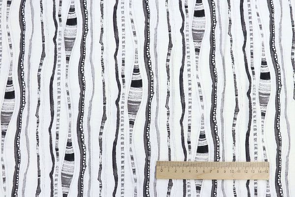 Лен БОХО принт/серый на белом 3857-PY/D#11/C#4