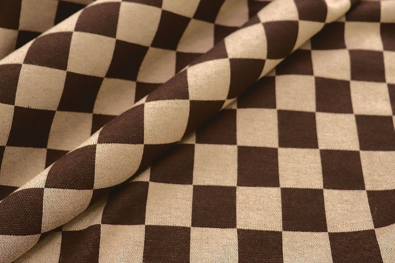 Трикотаж "Евроангора" жаккард/шахматы капучино с коричневым 3281-PY/C#1