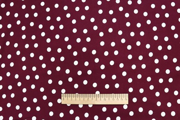 Штапель принт/горох белый на бордовом 2393-PY/C#9