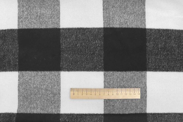 Пальтовая ткань "Микроворса" принт/клетка черная на белом 778-90135/C#8012-2