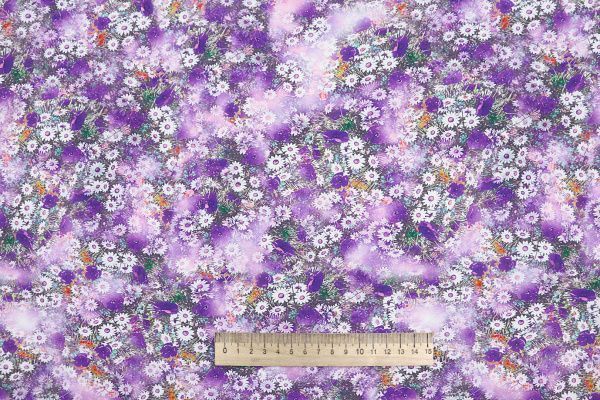 Штапель принт/цветы фиолетово-белые 4205-PY/D#29/C#5