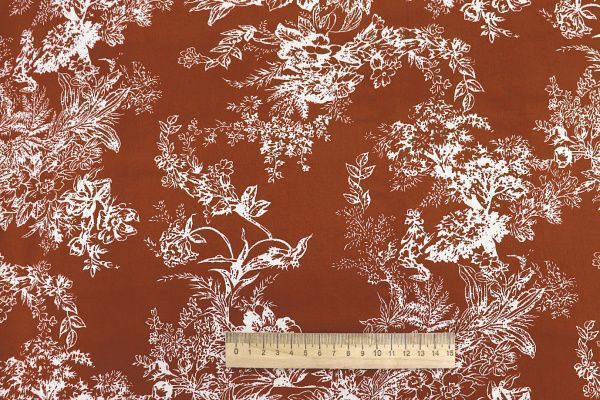 Штапель принт/цветы белые на коричневом 1374-PY/D#42/C#1