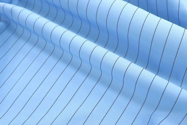 Костюмная ткань принт/полоска черная на голубом 3963-PY/C#4