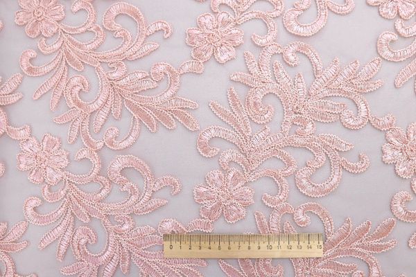 Сетка с вышивкой/розовый 2041/D#1/C#3