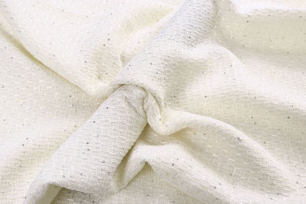 Костюмная ткань "Шанель" с пайетками/молочный AP50612/D#1361-8120/C#1