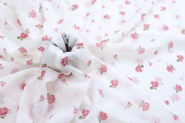 Шифон принт/цветы коралловые на молочном 4241-PY/D#4/C#1