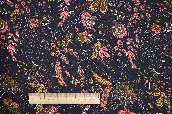 Шифон креп принт/желто-розовый на черном 3639-PY/D#11/C#1