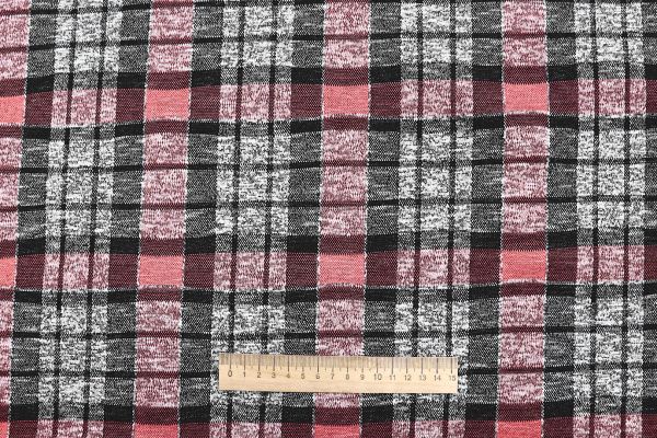 Трикотаж принт/клетка серо-розовая 2693/D#1