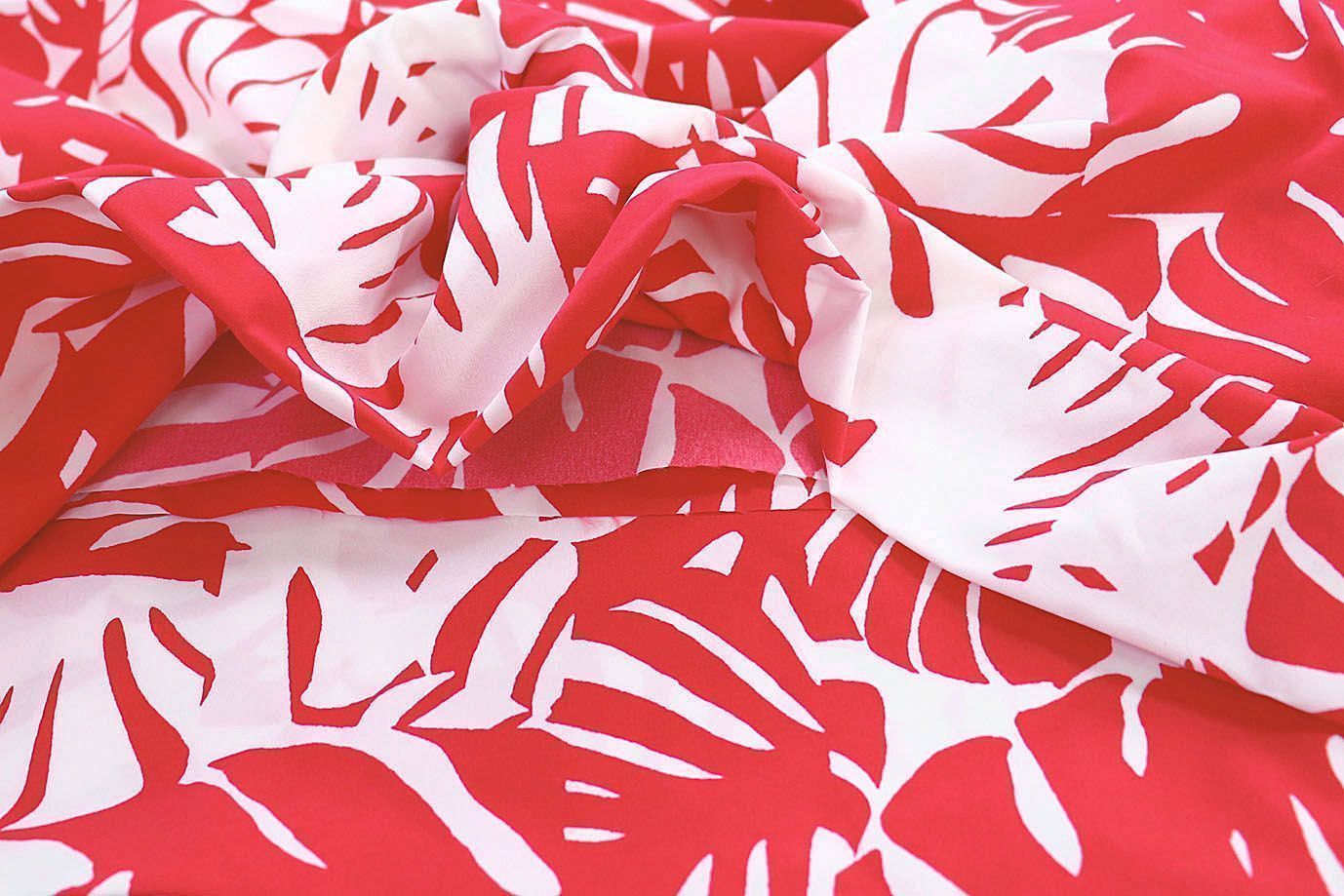 Хлопок "Поплин" принт/листья красные на белом 3848-PY/D#1/C#2