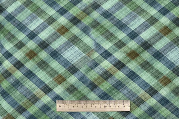 Штапель принт/клетка зелено-синяя 4205-PY/D#12/C#2