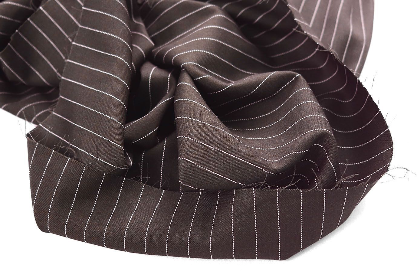 Костюмная ткань "Полоска" стрейч принт/коричнево-белый 3961-PY/C#5