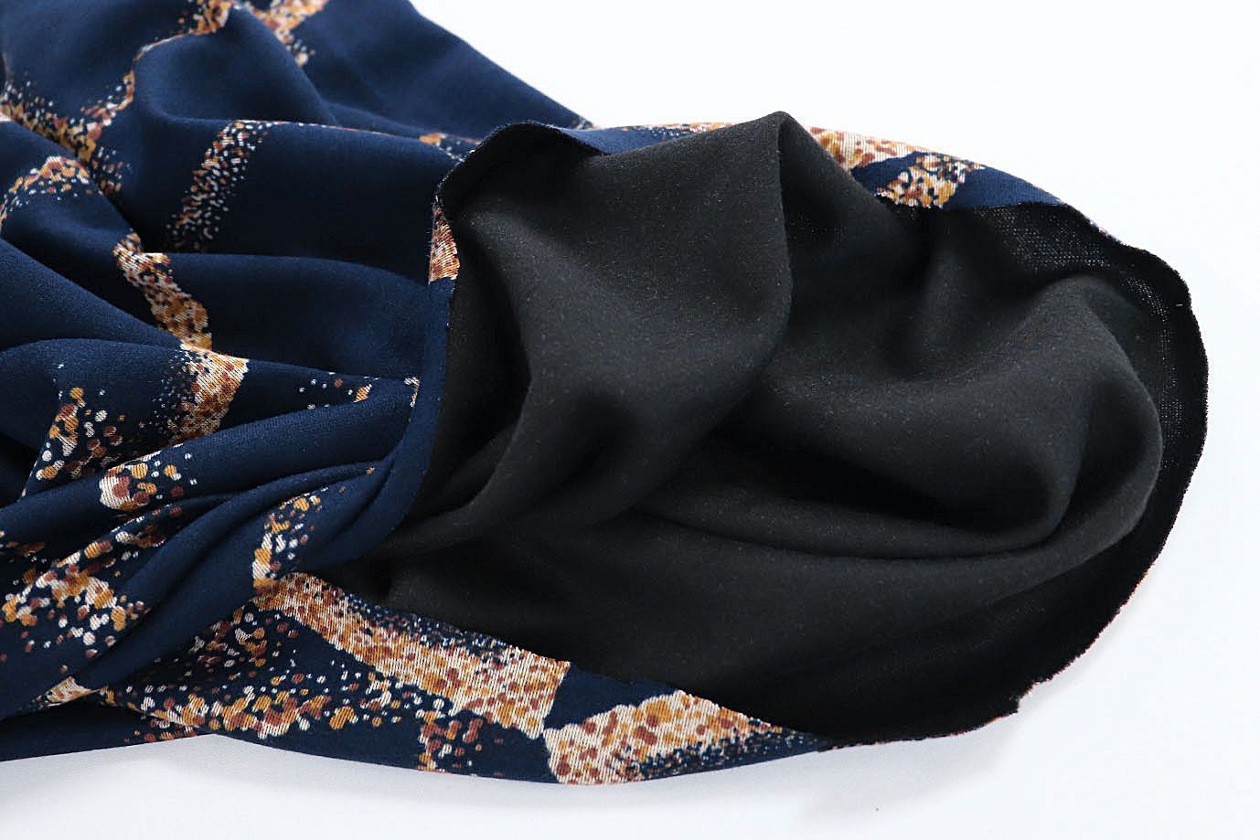 Трикотаж "Модал" принт/квадраты бежево-коричневые на синем 3602-PY/D#9/C#1