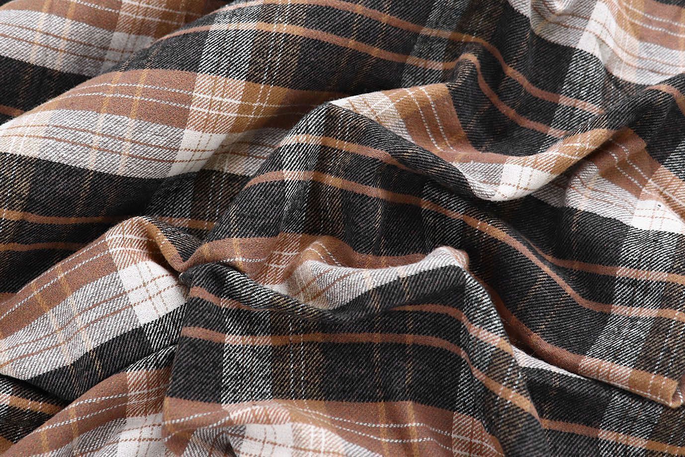 Рубашечная ткань принт/клетка черно-коричневая 4015-PY/D#S1309
