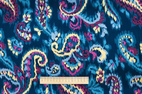 Штапель шелк "Роза" принт/сине-фиолетовый 3613-PY/D#4/C#1