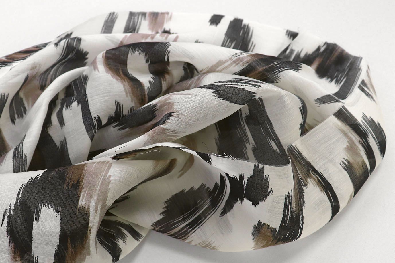 Органза принт/черно-бежевый на белом 3890-PY/D#5/C#1