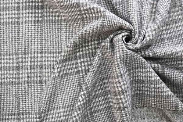 Трикотаж жаккард принт/клетка бело-серая 2815/D#8