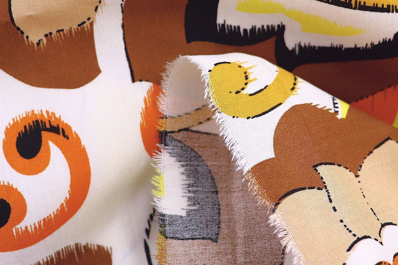 Штапель принт/желто-оранжевый на белом 1382-PY/D#6/C#3