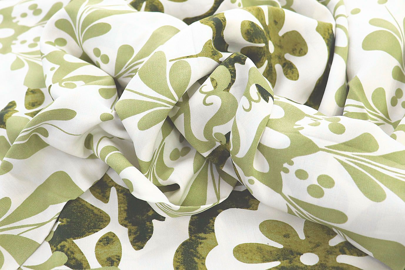 Штапель принт/узор зелено-фисташковый на белом 3858-PY/D#20/C#3