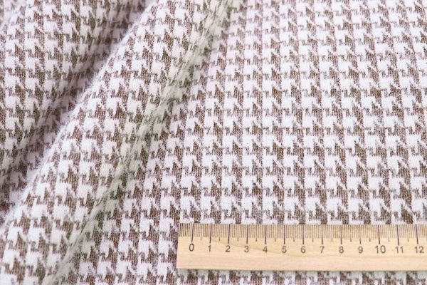 Трикотаж "Альпака" жаккард/гусиная лапка бело-коричневая 3762-PY/D#1/C#3