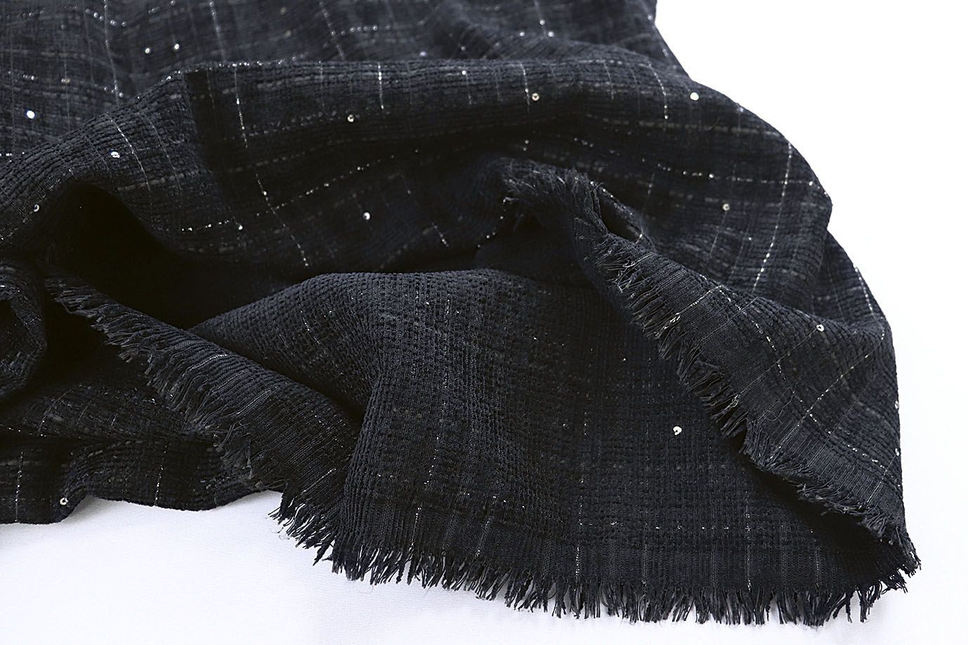 Костюмная ткань "Шанель" с пайетками/черный AP50613/D#1361-8136/C#18