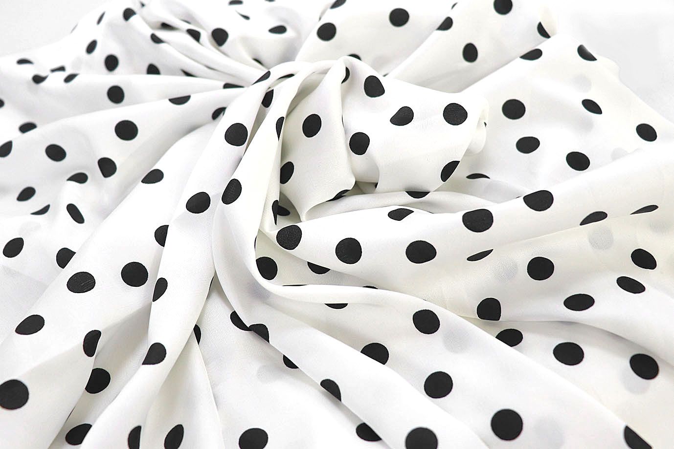 Сатин "Армани" принт/горох черный на белом 3999-PY/D#1/C#1