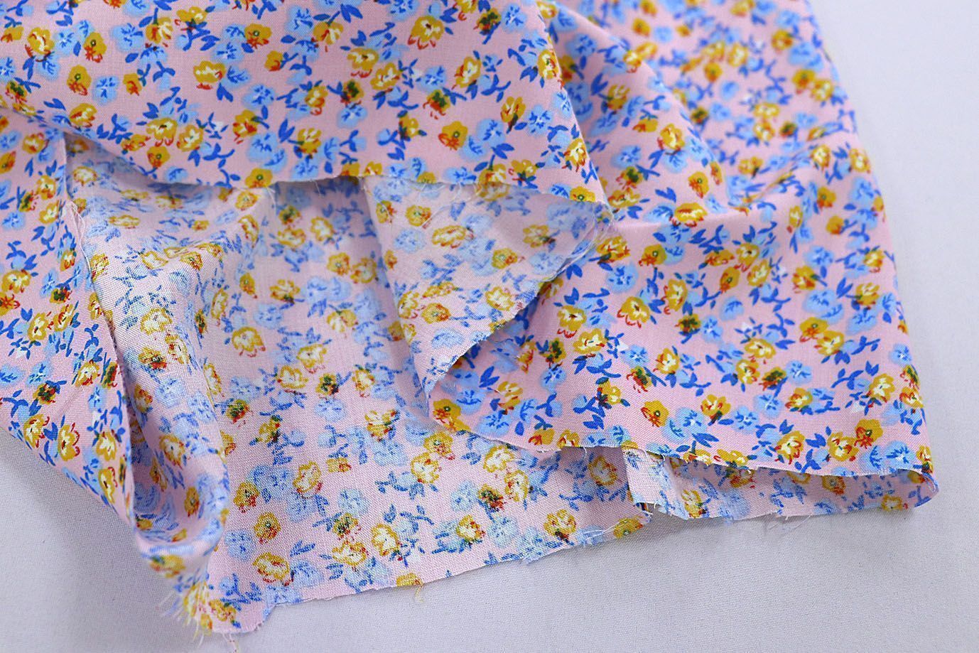 Штапель принт/цветы сине-оранжевые на розовом 3860-PY/D#45/C#1 (11978)