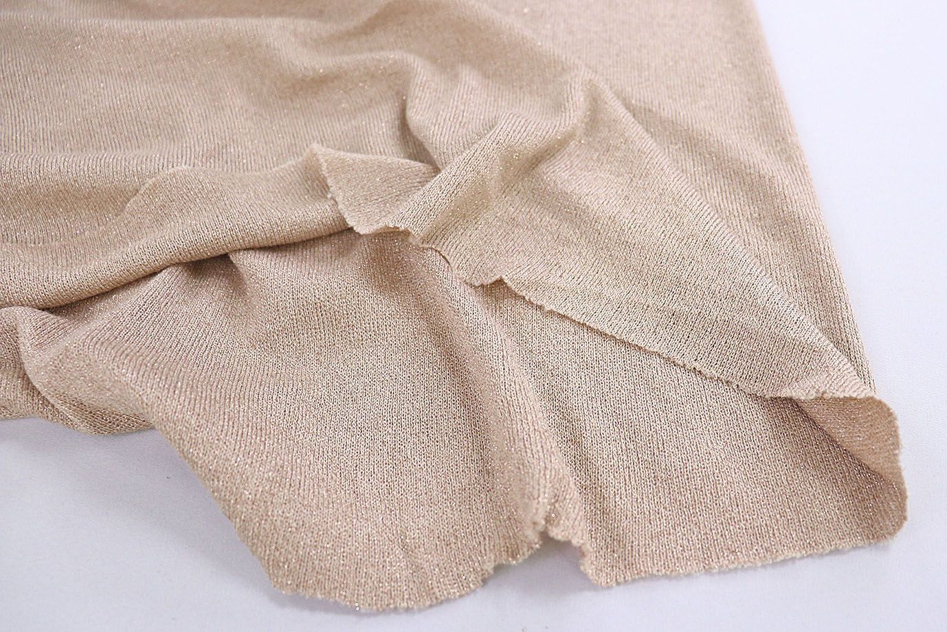 Трикотаж "Рибана" с люрексом/бежевый 2028/C#1