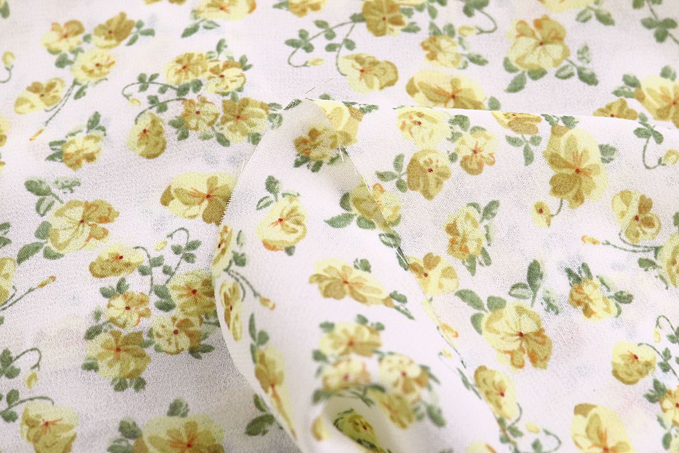 Шифон принт/цветы желтые на молочном 4247-PY/D#4/C#2