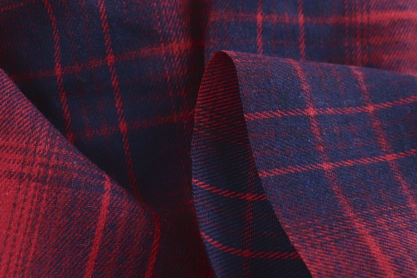 Рубашечная ткань принт/клетка синяя на красном 1418-PY/D#6/C#2