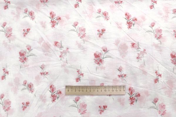 Лен "Медея" принт/цветы красные на белом 4098-PY/D#4/C#5