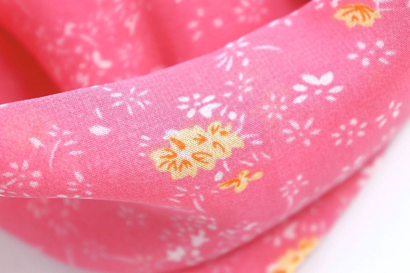 Шифон принт/цветы желтые на розовом 3707-PY/D#18/C#3