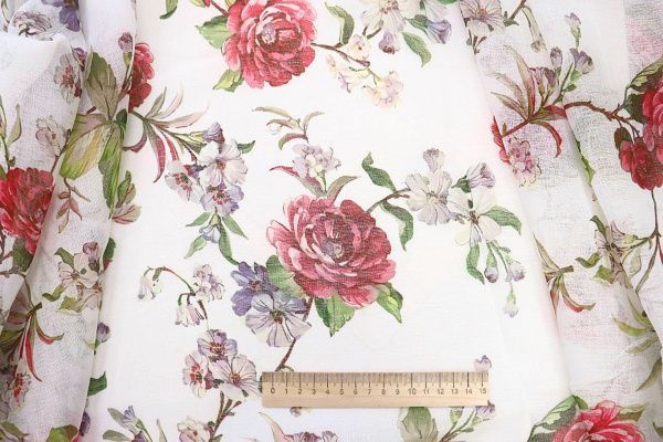 Тюль принт/цветы розово-сиреневые WBC23/C#20A