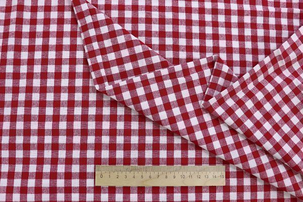 Хлопок принт/клетка красно-белая 1386-PY/C#1